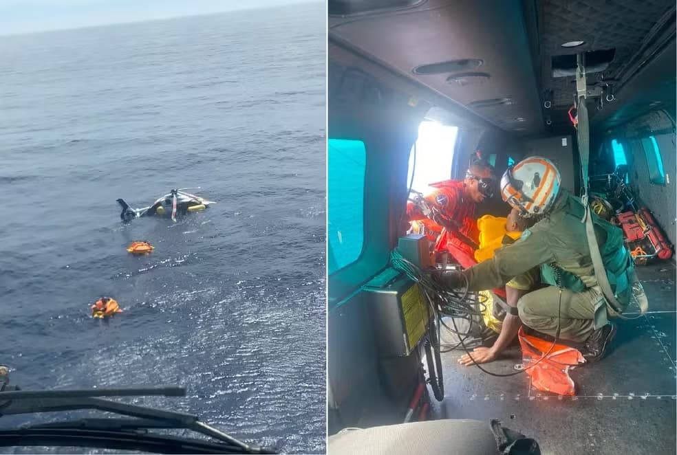 Helicóptero com trabalhadores da Petrobras faz pouso de emergência no mar