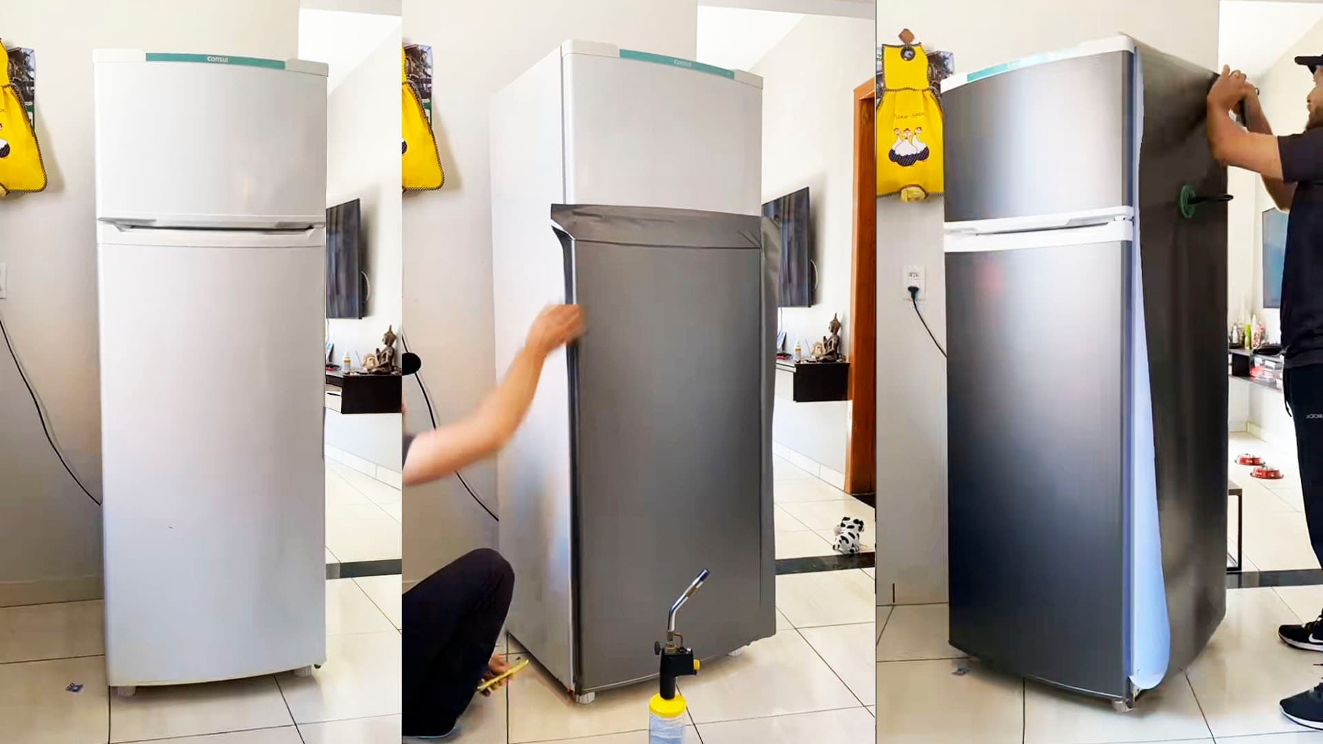 Geladeira Nova: Envelopamento Caseiro Deixa Visual Repaginado Sem Gastar Muito