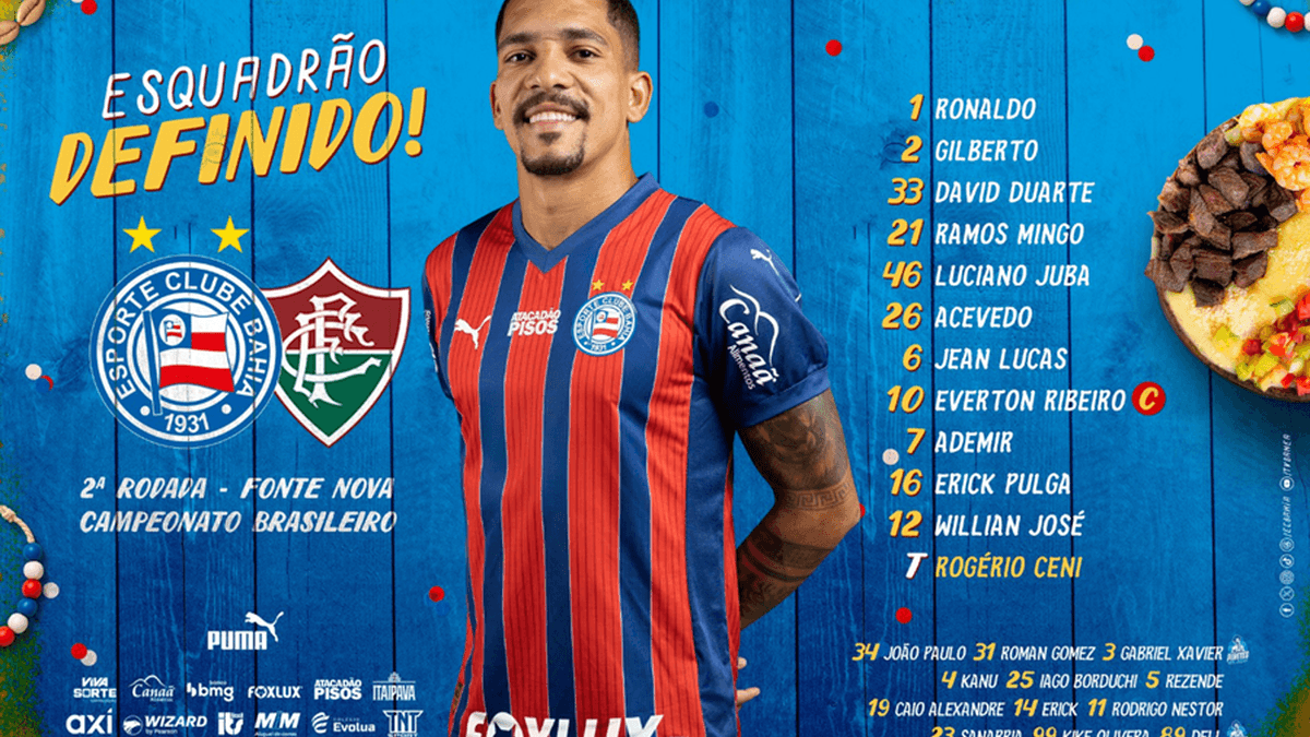 Bahia divulga escalação para primeiro jogo na Fonte Nova pelo Brasileirão