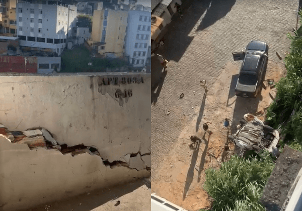 Carro despenca de estacionamento e deixa vítima presa em Salvador