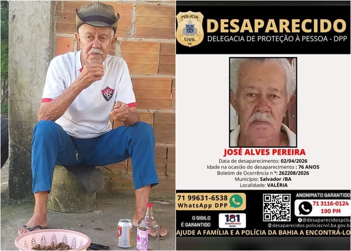 Idoso desaparecido em Valéria mobiliza família e polícia em Salvador
