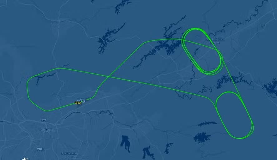 Avião voa em círculos por mais de 1 hora antes de pousar em Guarulhos