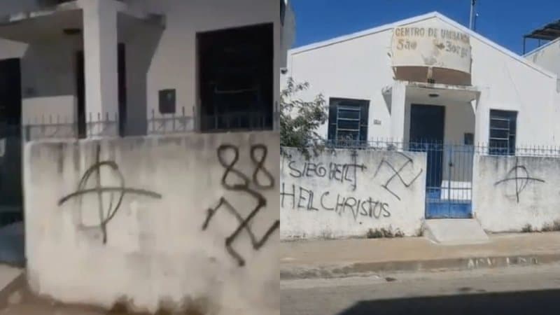 Centro de umbanda em Guanambi é alvo de vandalismo com símbolos nazistas