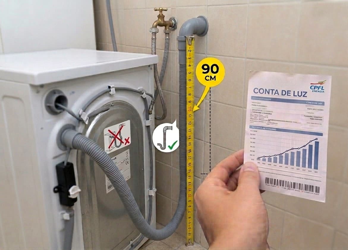 Regra dos 90 cm: erro na instalação da máquina de lavar aumenta conta de água